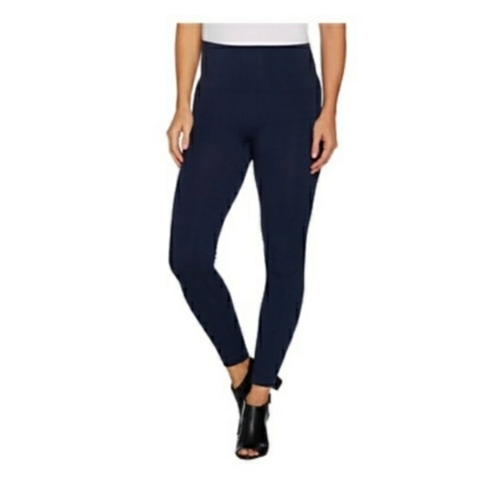SPANX Seamless Zipper Hem Blue Leggings Size XL